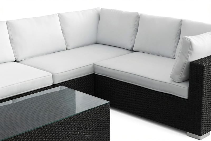 Bahamas L-formad utesoffa vänster, 7-sits med bord - Svart - Trädgård & spabad - Utemiljö - Altan & terrass - Altanmöbler
