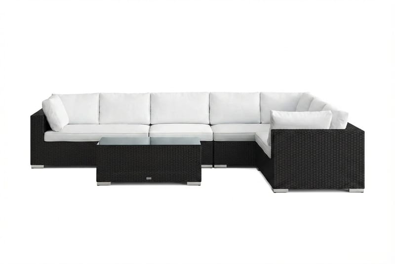 Bahamas L-formad utesoffa vänster, 7-sits med bord - Svart - Trädgård & spabad - Utemiljö - Altan & terrass - Altanmöbler