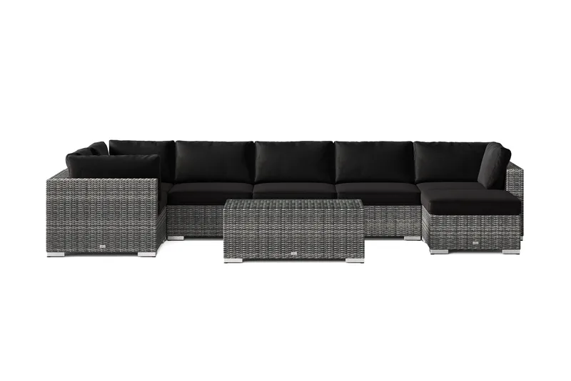 Bahamas U-formad utomhus loungegrupp 7-sits med vändbar divan och bord - Grå - Trädgård & spabad - Utemiljö - Altan & terrass - Altanmöbler