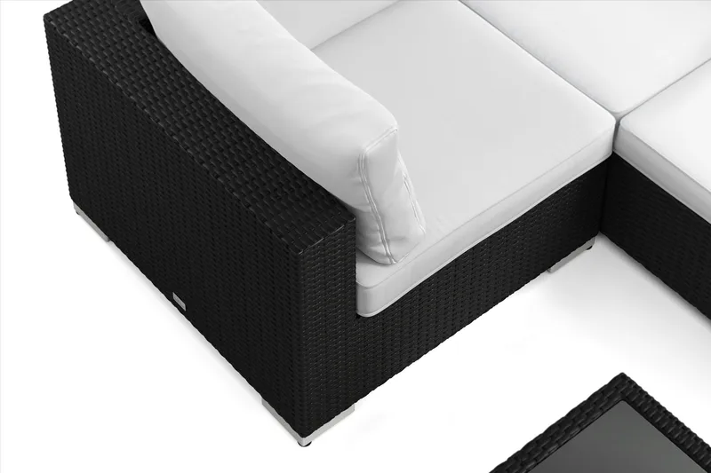 Bahamas U-formad utomhus loungegrupp 7-sits med vändbar divan och bord med hylla - Svart - Trädgård & spabad - Utemiljö - Altan & terrass - Altanmöbler