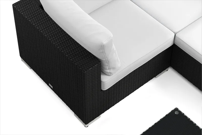 Bahamas U-formad utomhus loungegrupp 7-sits med vändbar divan och bord - Svart - Trädgård & spabad - Utemiljö - Altan & terrass - Altanmöbler