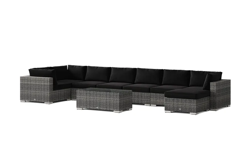 Bahamas U-formad utomhus loungegrupp 8-sits med vändbar divan och bord, Grå