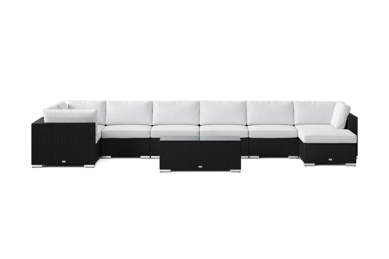 Bahamas U-formad utomhus loungegrupp 8-sits med vändbar divan och bord - Svart - Utemöbler - Loungemöbler - Soffgrupp utomhus