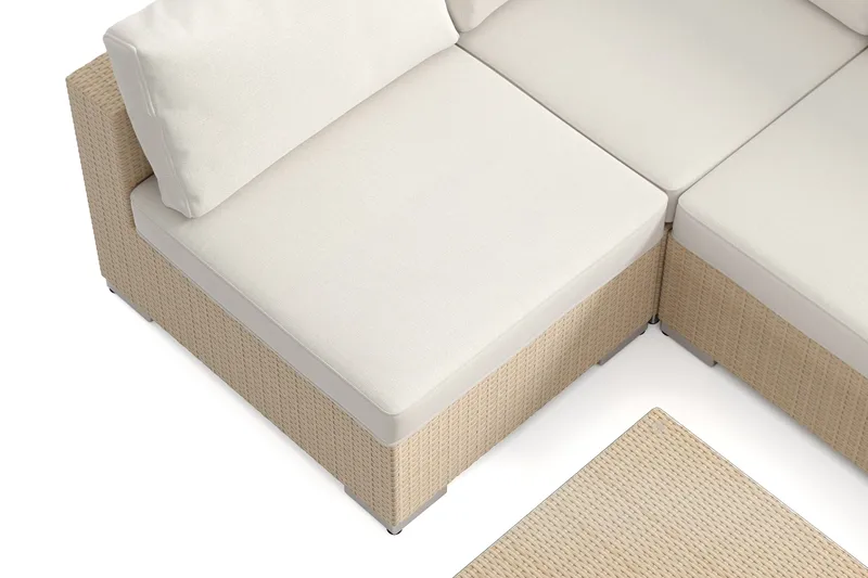 Bahamas U-formad utomhus loungegrupp med öppet avslut, 6-sits med bord - Beige - Trädgård & spabad - Utemiljö - Altan & terrass - Altanmöbler
