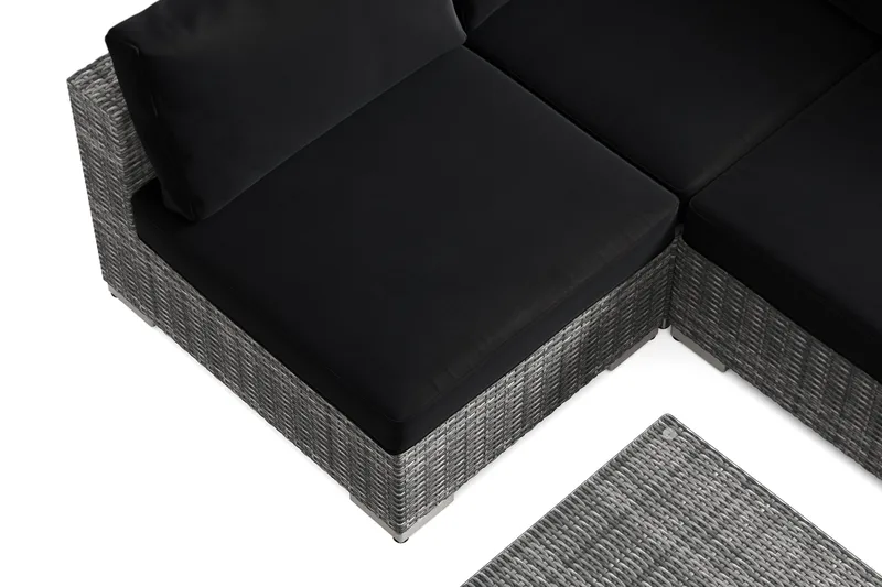 Bahamas U-formad utomhus loungegrupp med öppet avslut, 6-sits med bord - Grå - Trädgård & spabad - Utemiljö - Altan & terrass - Altanmöbler