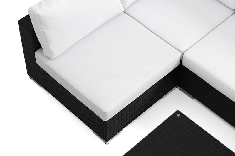 Bahamas U-formad utomhus loungegrupp med öppet avslut, 6-sits med bord - Svart - Trädgård & spabad - Utemiljö - Altan & terrass - Altanmöbler