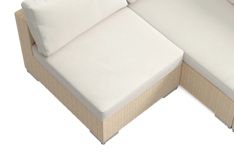 Bahamas U-formad utomhus loungegrupp med öppet avslut, 7-sits med bord - Beige - Trädgård & spabad - Utemiljö - Altan & terrass - Altanmöbler