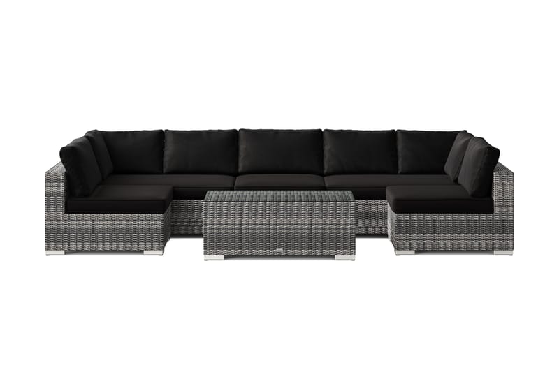 Bahamas U-formad utomhus loungegrupp med öppet avslut, 7-sits med bord - Grå - Trädgård & spabad - Utemiljö - Altan & terrass - Altanmöbler