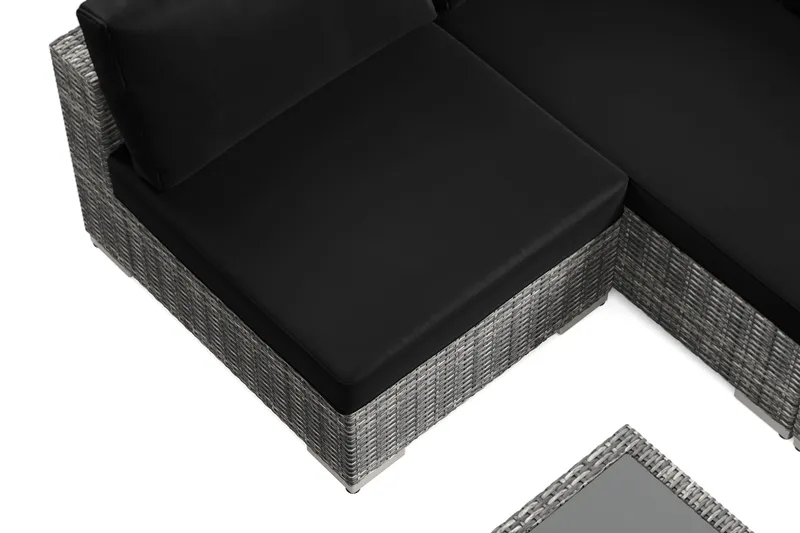 Bahamas U-formad utomhus loungegrupp med öppet avslut, 7-sits med bord och hylla - Grå - Trädgård & spabad - Utemiljö - Altan & terrass - Altanmöbler