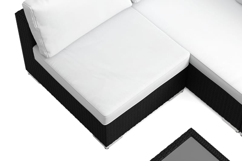 Bahamas U-formad utomhus loungegrupp med öppet avslut, 7-sits med bord och hylla - Svart - Trädgård & spabad - Utemiljö - Altan & terrass - Altanmöbler