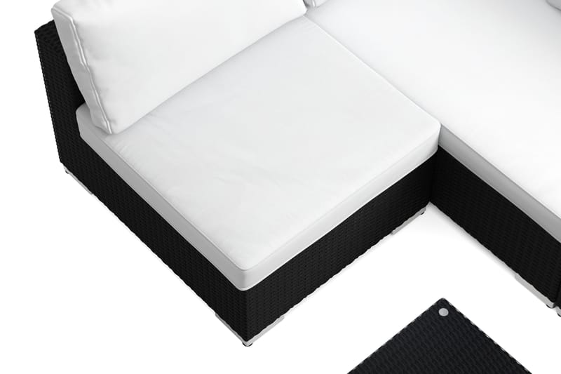 Bahamas U-formad utomhus loungegrupp med öppet avslut, 7-sits med bord - Svart - Trädgård & spabad - Utemiljö - Altan & terrass - Altanmöbler