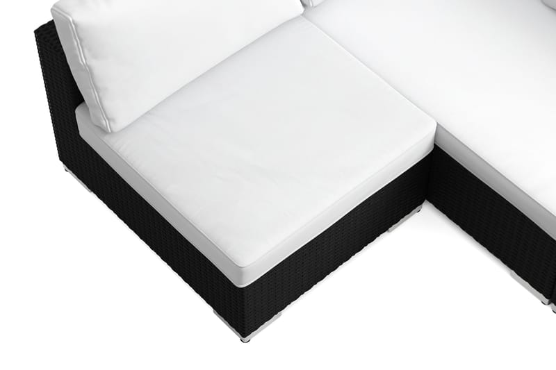 Bahamas U-formad utomhus loungegrupp med öppet avslut, 8-sits med bord och hylla - Svart - Trädgård & spabad - Utemiljö - Altan & terrass - Altanmöbler