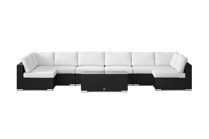 Bahamas U-formad utomhus loungegrupp med öppet avslut, 8-sits med bord - Svart - Trädgård & spabad - Utemiljö - Altan & terrass - Altanmöbler