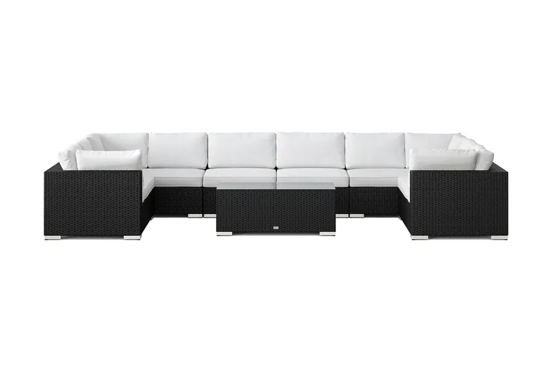 Bahamas U-formad utomhus loungegrupp med stängt avslut, 10-sits med bord - Svart - Trädgård & spabad - Utemiljö - Altan & terrass - Altanmöbler