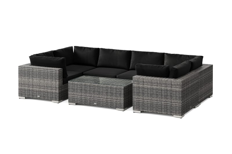 Bahamas U-formad utomhus loungegrupp med stängt avslut, 6-sits med bord - Grå - Trädgård & spabad - Utemiljö - Altan & terrass - Altanmöbler