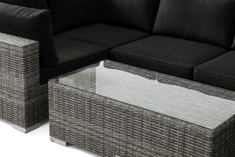 Bahamas U-formad utomhus loungegrupp med stängt avslut, 6-sits med bord - Grå - Utemöbler - Loungemöbler - Soffgrupp utomhus