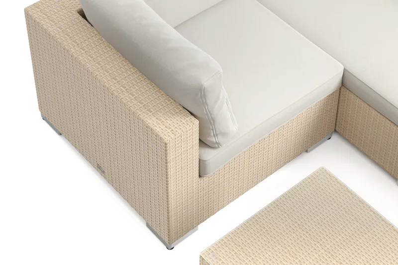 Bahamas U-formad utomhus loungegrupp med stängt avslut, 7-sits med bord - Beige - Trädgård & spabad - Utemiljö - Altan & terrass - Altanmöbler