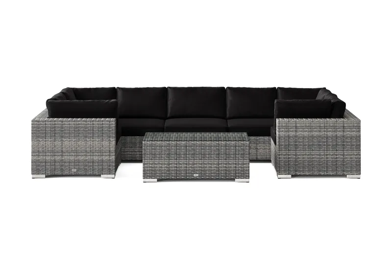 Bahamas U-formad utomhus loungegrupp med stängt avslut, 7-sits med bord - Grå - Trädgård & spabad - Utemiljö - Altan & terrass - Altanmöbler