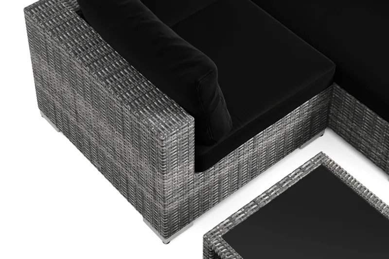 Bahamas U-formad utomhus loungegrupp med stängt avslut, 7-sits med bord och hylla - Grå - Trädgård & spabad - Utemiljö - Altan & terrass - Altanmöbler