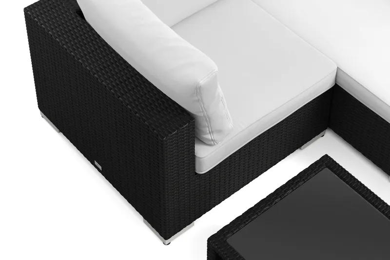 Bahamas U-formad utomhus loungegrupp med stängt avslut, 7-sits med bord och hylla - Svart - Trädgård & spabad - Utemiljö - Altan & terrass - Altanmöbler