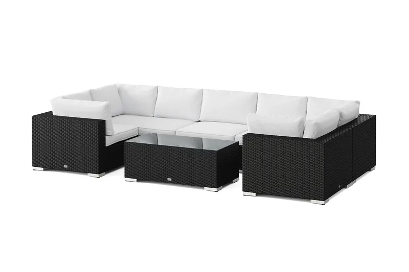 Bahamas U-formad utomhus loungegrupp med stängt avslut, 7-sits med bord - Svart - Trädgård & spabad - Utemiljö - Altan & terrass - Altanmöbler