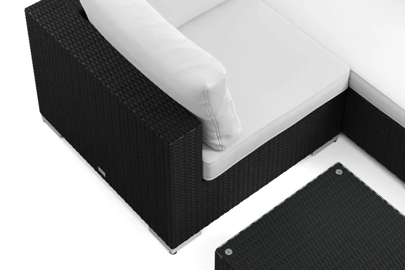 Bahamas U-formad utomhus loungegrupp med stängt avslut, 7-sits med bord - Svart - Trädgård & spabad - Utemiljö - Altan & terrass - Altanmöbler