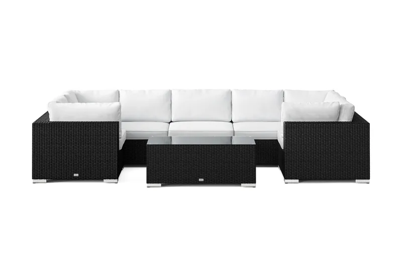 Bahamas U-formad utomhus loungegrupp med stängt avslut, 7-sits med bord - Svart - Trädgård & spabad - Utemiljö - Altan & terrass - Altanmöbler