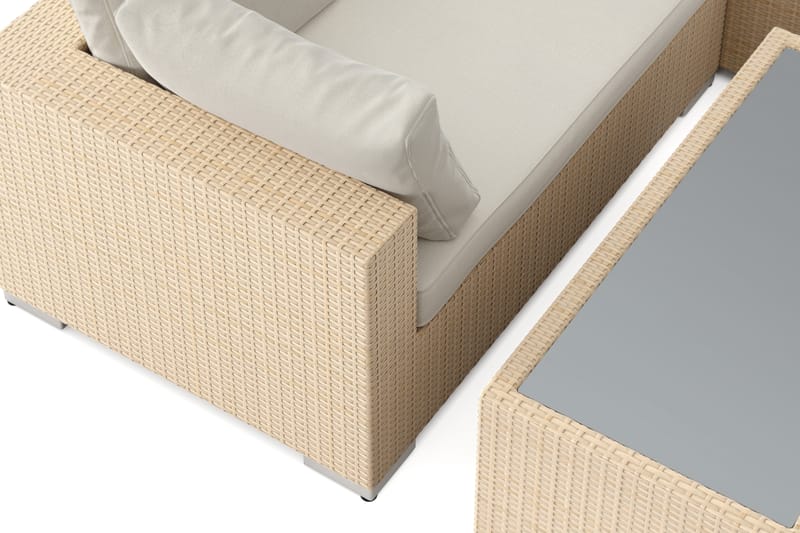 Bahamas U-formad utomhus loungegrupp med stängt avslut, 8-sits med bord och hylla - Beige - Trädgård & spabad - Utemiljö - Altan & terrass - Altanmöbler