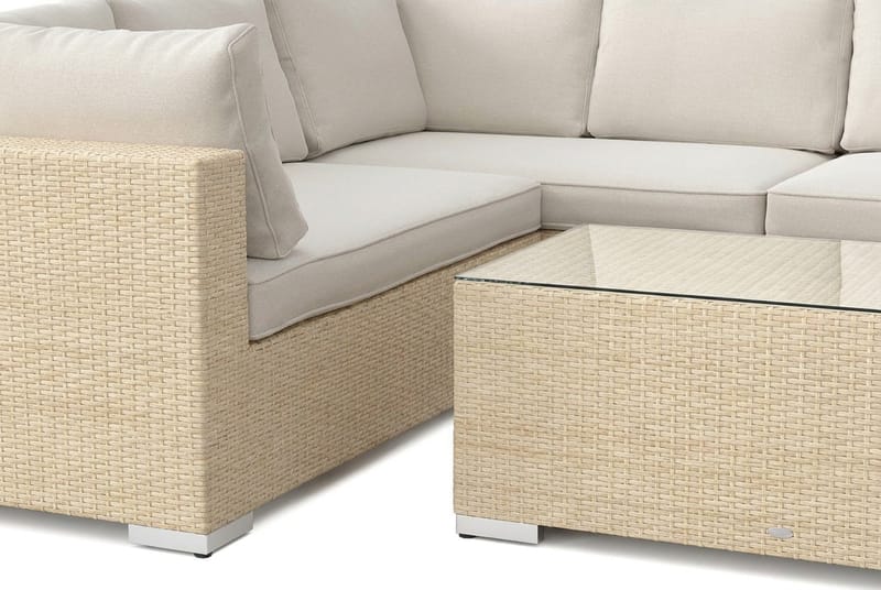 Bahamas U-formad utomhus loungegrupp med stängt avslut, 9-sits med bord - Beige - Trädgård & spabad - Utemiljö - Altan & terrass - Altanmöbler