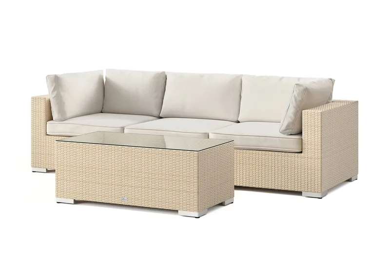 Bahamas utesoffa 3-sits med bord - Beige - Trädgård & spabad - Utemiljö - Altan & terrass - Altanmöbler