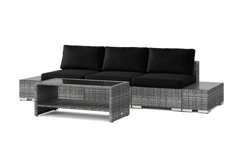 Bahamas utesoffa 3-sits med bord med hylla - Grå - Trädgård & spabad - Utemiljö - Altan & terrass - Altanmöbler