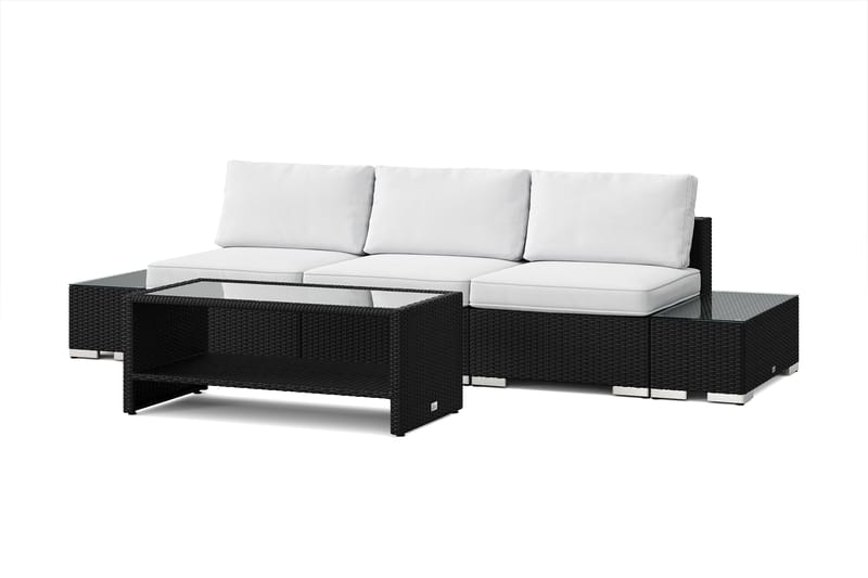 Bahamas utesoffa 3-sits med bord med hylla - Svart - Trädgård & spabad - Utemiljö - Altan & terrass - Altanmöbler