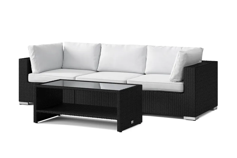 Bahamas utesoffa 3-sits med bord och hylla - Svart - Trädgård & spabad - Utemiljö - Altan & terrass - Altanmöbler