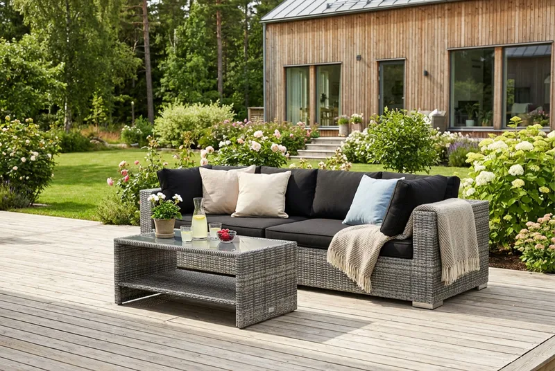 Bahamas utesoffa 4-sits med bord och hylla - Grå - Trädgård & spabad - Utemiljö - Altan & terrass - Altanmöbler