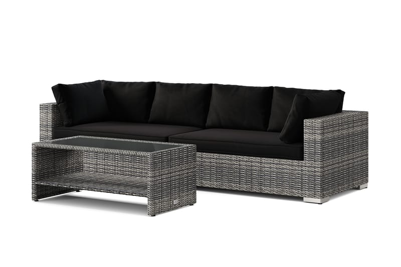 Bahamas utesoffa 4-sits med bord och hylla - Grå - Trädgård & spabad - Utemiljö - Altan & terrass - Altanmöbler