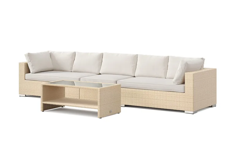 Bahamas utesoffa 5-sits med bord och hylla, Beige
