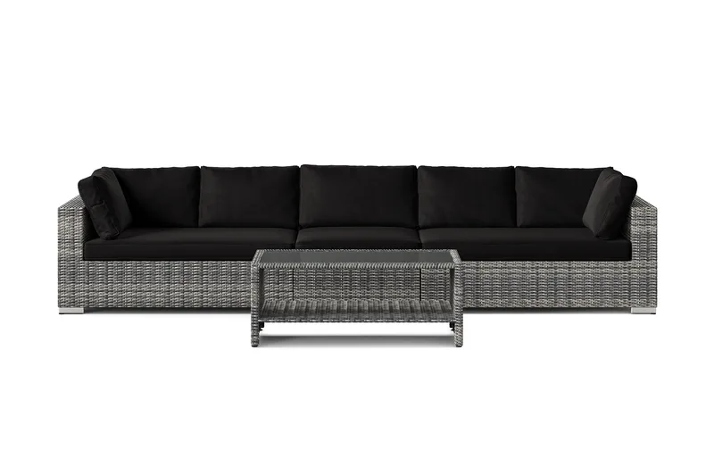 Bahamas utesoffa 5-sits med bord och hylla - Grå - Trädgård & spabad - Utemiljö - Altan & terrass - Altanmöbler