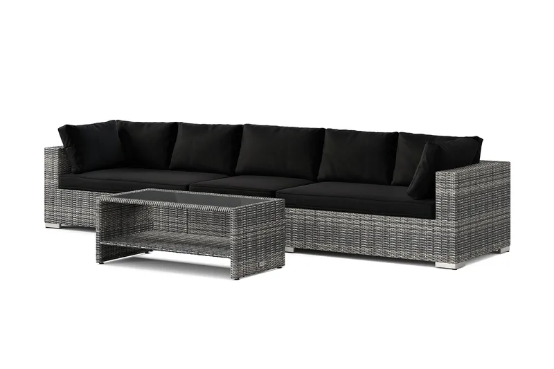 Bahamas utesoffa 5-sits med bord och hylla - Grå - Trädgård & spabad - Utemiljö - Altan & terrass - Altanmöbler