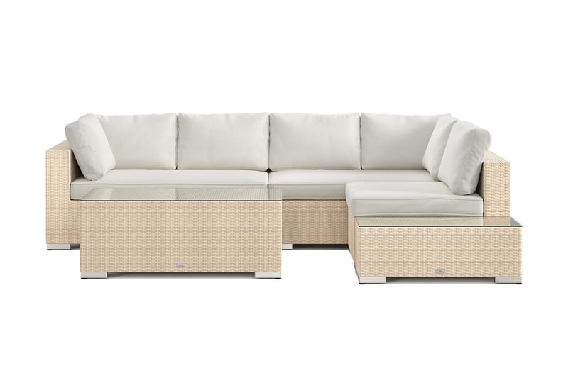 Bahamas utesoffa 5-sits vändbar schäslong med avslut och bord - Beige - Trädgård & spabad - Utemiljö - Altan & terrass - Altanmöbler