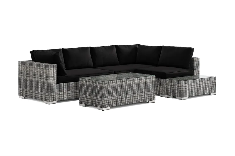 Bahamas utesoffa 5-sits vändbar schäslong med avslut och bord - Grå - Trädgård & spabad - Utemiljö - Altan & terrass - Altanmöbler