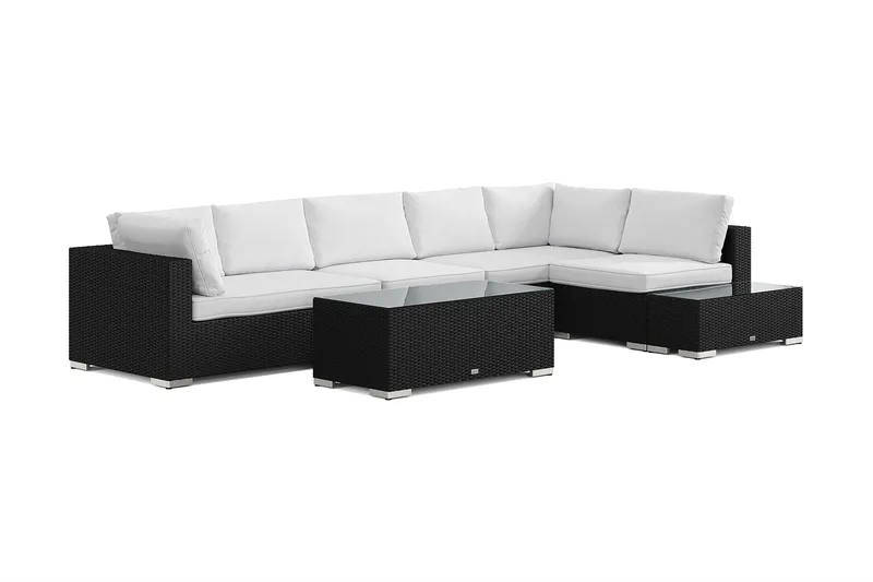 Bahamas utesoffa 6-sits vändbar schäslong med avslut och bord - Svart - Trädgård & spabad - Utemiljö - Altan & terrass - Altanmöbler