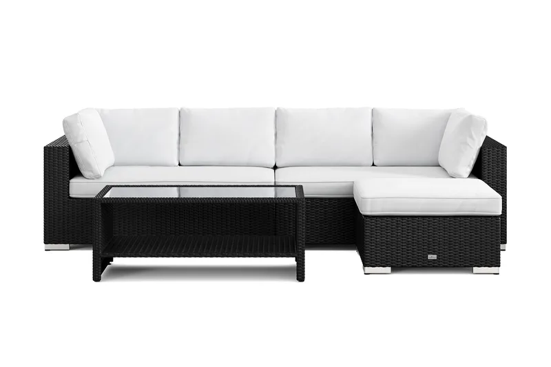 Bahamas utomhus divansoffa 5-sits med vändbar divan och bord med hylla - Svart - Trädgård & spabad - Utemiljö - Altan & terrass - Altanmöbler