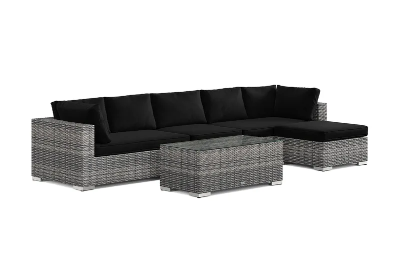 Bahamas utomhus divansoffa 6-sits med vändbar divan och bord, Grå