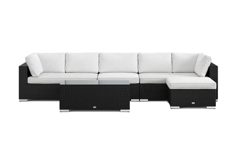 Bahamas utomhus divansoffa 6-sits med vändbar divan och bord - Svart - Trädgård & spabad - Utemiljö - Altan & terrass - Altanmöbler