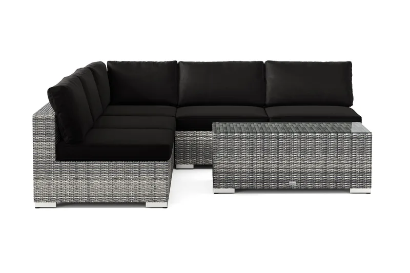 Bahamas utomhus hörnsoffa 5-sits vändbar med öppet avslut och bord - Grå - Trädgård & spabad - Utemiljö - Altan & terrass - Altanmöbler