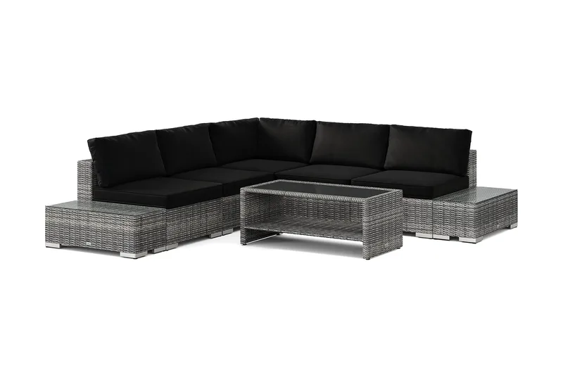 Bahamas utomhus hörnsoffa 5-sits vändbar med öppet avslut och bord med hylla - Grå - Trädgård & spabad - Utemiljö - Altan & terrass - Altanmöbler