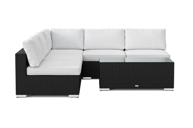 Bahamas utomhus hörnsoffa 5-sits vändbar med öppet avslut och bord - Svart - Trädgård & spabad - Utemiljö - Altan & terrass - Altanmöbler