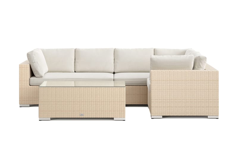 Bahamas utomhus hörnsoffa 5-sits vändbar med bord - Beige - Trädgård & spabad - Utemiljö - Altan & terrass - Altanmöbler