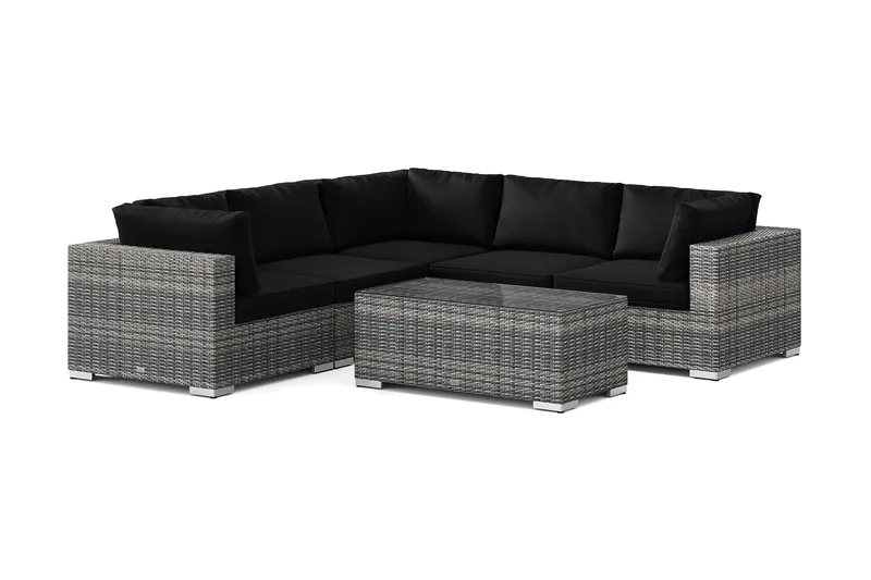 Bahamas utomhus hörnsoffa 5-sits vändbar med bord - Grå - Trädgård & spabad - Utemiljö - Altan & terrass - Altanmöbler