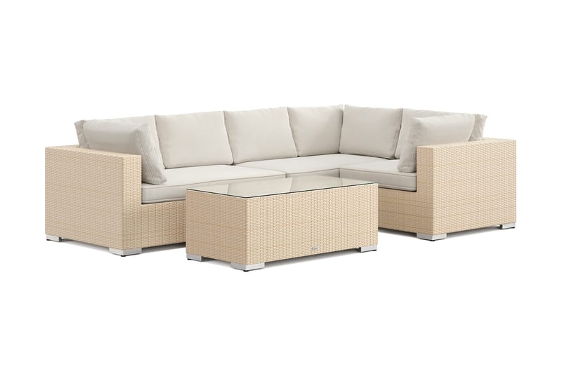 Bahamas utomhus hörnsoffa 5-sits vändbar med bord - Sand - Trädgård & spabad - Utemiljö - Altan & terrass - Altanmöbler
